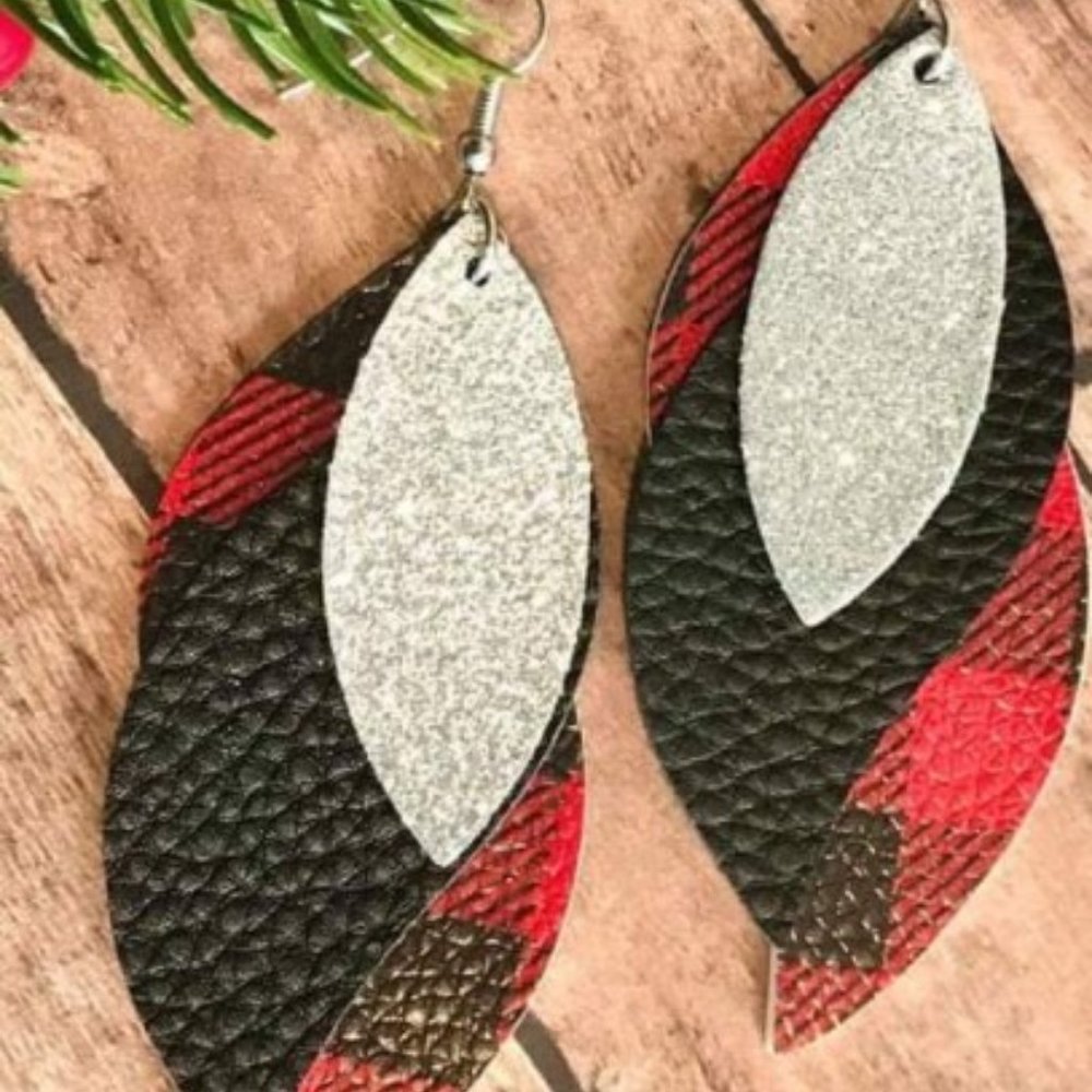 Plaid and Silver Earrings
